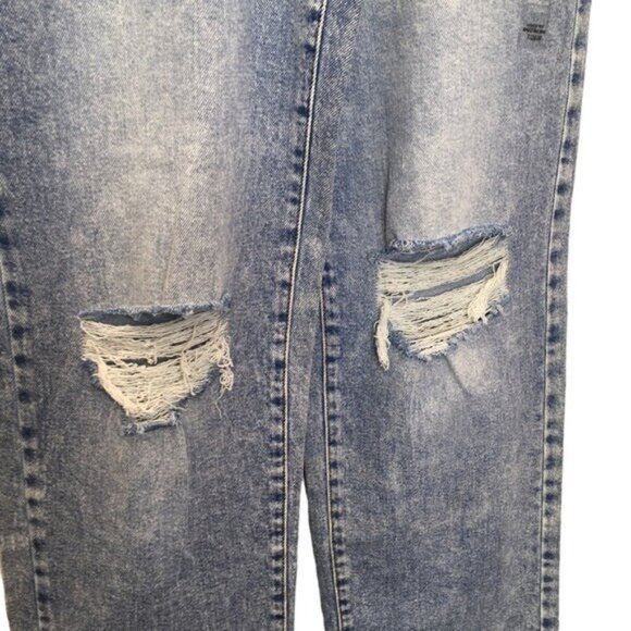 Super Highest Rise Baggy Dad Jeans Size 9/29W Acid Wash Destroyed Ripped - Picture 3 of 10